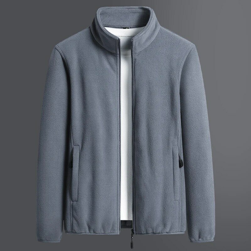 Jaqueta masculina de lã polar plus size, casaco clássico com gola alta, cor sólida, roupa casual 8xl, outono 2021