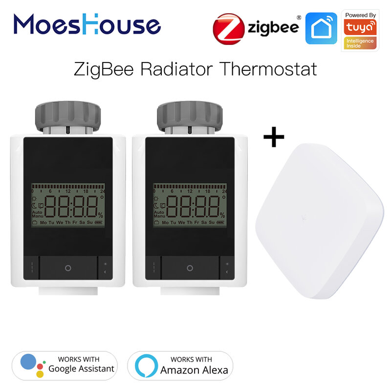 Zigbee – contrôleur de Valve de radiateur Thermostat intelligent, température de chauffage 2MQTT, installation fonctionne avec Alexa Google Home