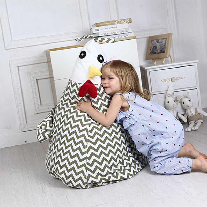Crianças armazenamento saco de feijão forma de pintainho brinquedo animal de pelúcia macio bolsa cadeira
