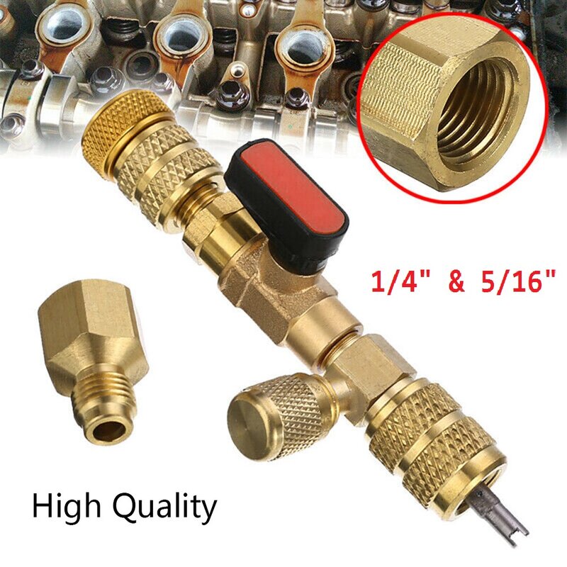 1pc R12 R22 R410A Valve Core Assembly And Unloading Tool Quick Replacement Valve Core 1/4SAE 5/16SAE Thread Interface Set