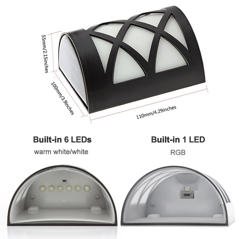Luz LED Solar impermeable IP55, Sensor de luz para exteriores, lámpara de pared para pasillo, iluminación de punto, 4 paquetes de 6 LED