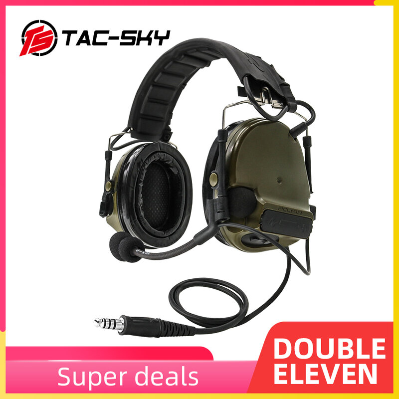 TAC-SKY COMTAC-Diadema desmontable de silicona, orejeras militares con reducción de ruido, auriculares tácticos COMTAC III