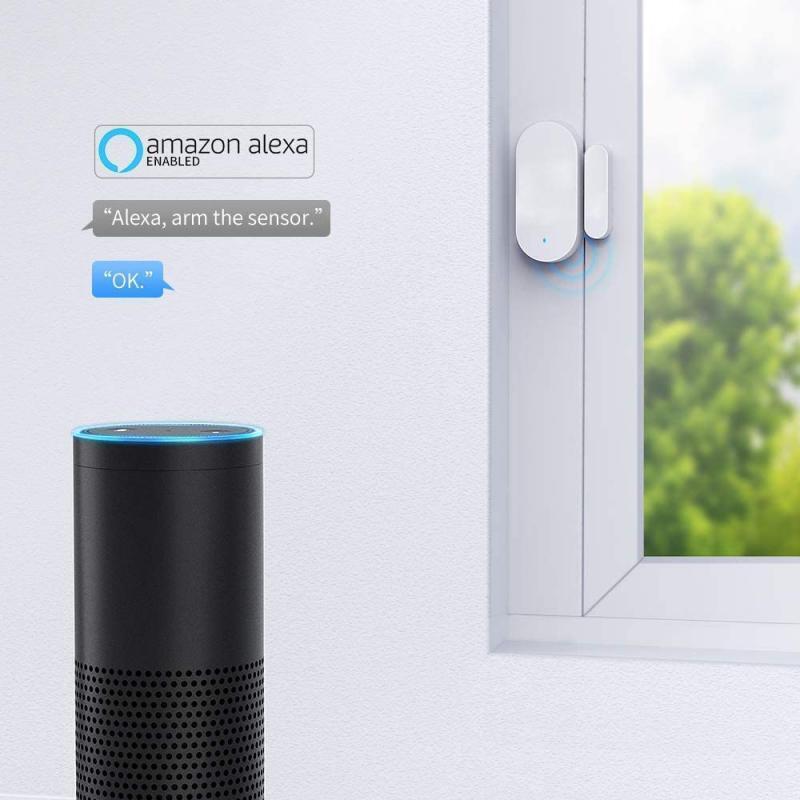 Inteligente Sensor de ventana de puerta de seguridad automatización apoyo Tuya vida inteligente APP alarma en tiempo Real Alexa Google Voz Zigbee Hub