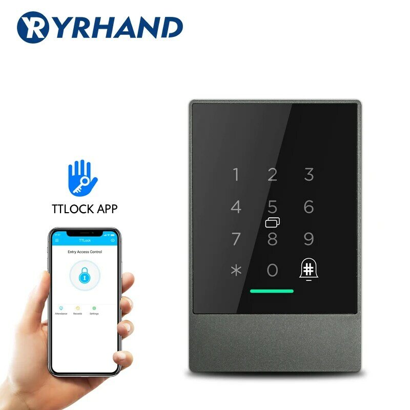 ttlock P66 WiFi App Access Control Reader, electronic furniture digital Keypad door lock card reader bluetooth smart lock
