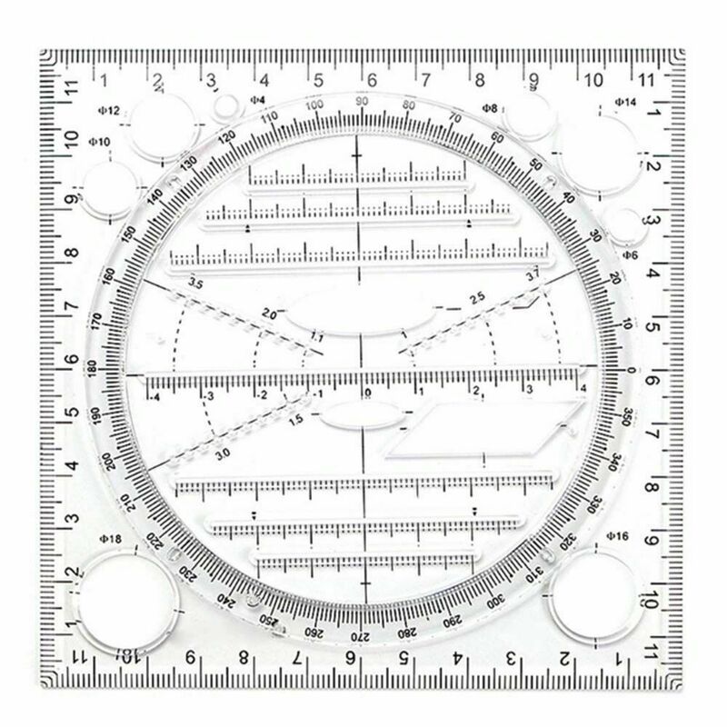 Régua de desenho rápido régua de desenho multifuncional springhall ângulo e círculo fabricante modelo de desenho geométrico régua de medição