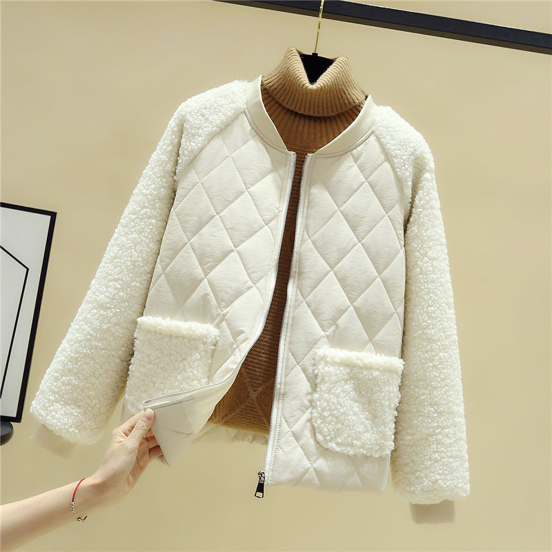 Bella Philoosphy Spring Rhombus Pattern Jacket Women Parkas Lady Short Bomber giacche donna Casual Outwear cappotti in Shearling