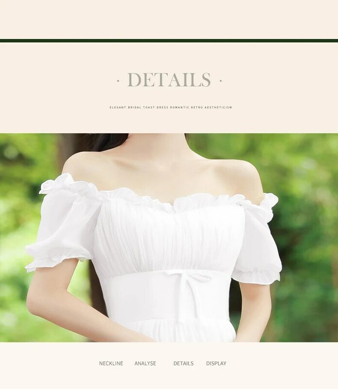 Sexy-decote-vestido de estilo francês-vestido branco para casamento e festa no verão