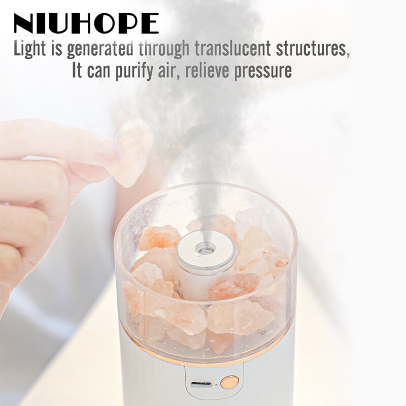 Niuhope umidificador de sal portátil humidificadores óleo crysta aroma difusor essencial sem fio ar humidificador atmosfera
