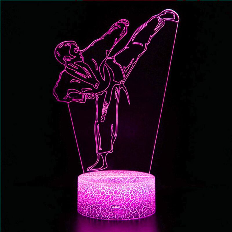 3D Nachtlampje Boksen Vechten Taekwondo Worstelen Medaille Goud Zilver Brons Gift Slaapkamer Decoratie Desktop Usb Kleurrijke Verlichting