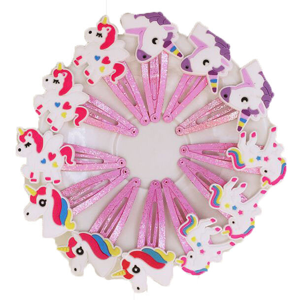 10pcs/lot Unicorn Horse Hair Clips Lovely Animal PVC Cartoon Hairpins Girls Hair Accessories Barrette Headwear