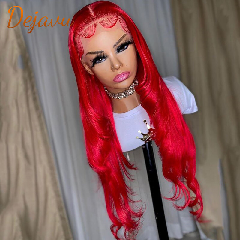 Red Color Curls Inward Body Wave Human Hair Wigs 613 Lace front Wig 13x4 Frontal Lace wig 8-32 Inch PrePlucked Wigs for Women