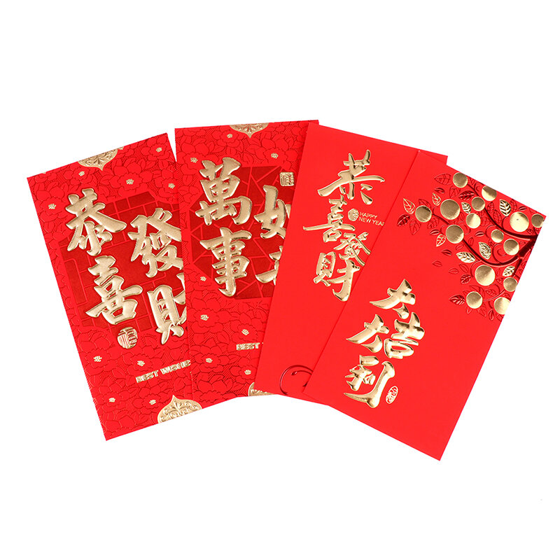 6 Pcs 2022 Chinese Tiger New Year Tiger Paper Red Bag Cartoon Money Bag Creative Hongbao Paper Envelope Spring Festival Delivers