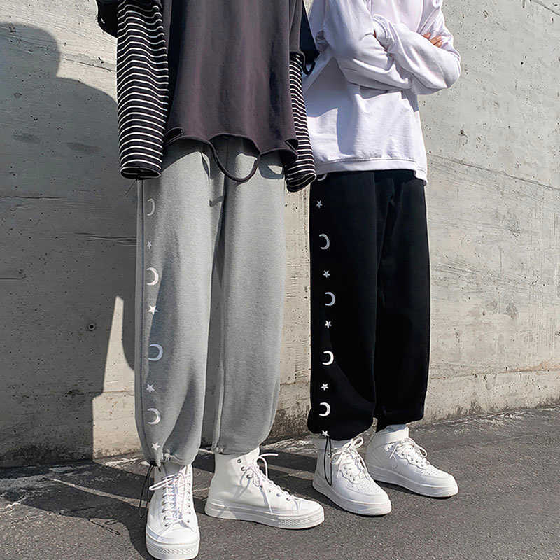 Ins calças esportivas retrô cinza, calças compridas de moletom feminina, estilo harajuku, retas, combinando com o tornozelo, 2021