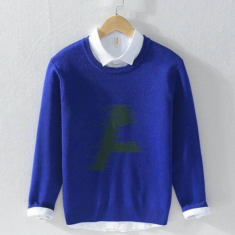 Men's O-Neck Winter Sweater Pure Color Business-casual Knit Pullovers Clothes 20102