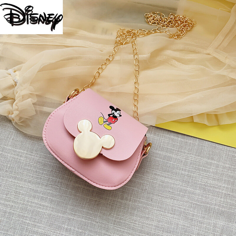 Мини-кошелек для мелочи из мультфильма Disney, сумка-мессенджер на одно плечо с Микки Маусом, косметичка из искусственной кожи с магнитной пряж...