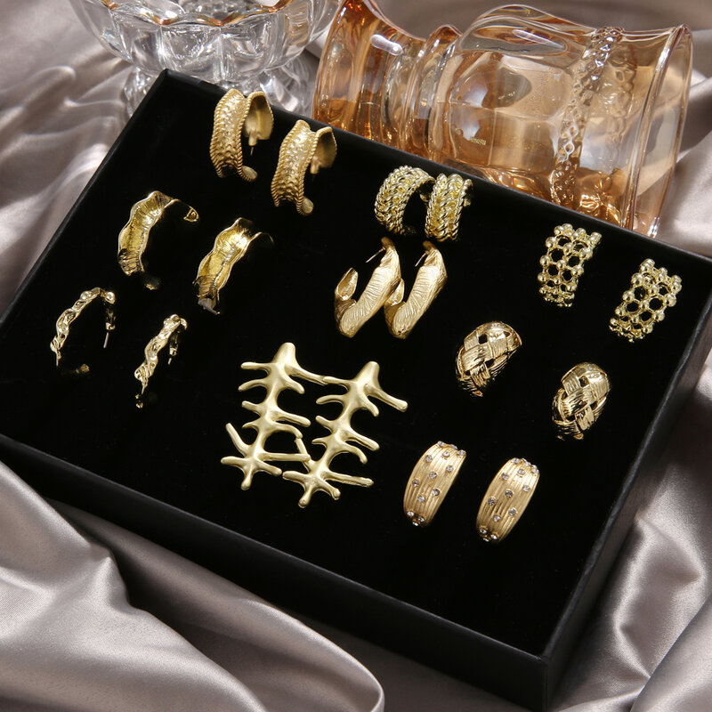 FNIO Fashion Metal Women Geometry Earrings Personality Stud Earrings for Women Punk Round Earrings Fashion Brincos Gift Jewelry