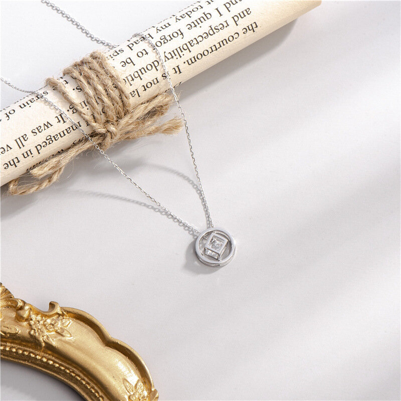 Sodrov-collar de plata de ley 925 con un solo Diamante, colgante redondo, joyería 925