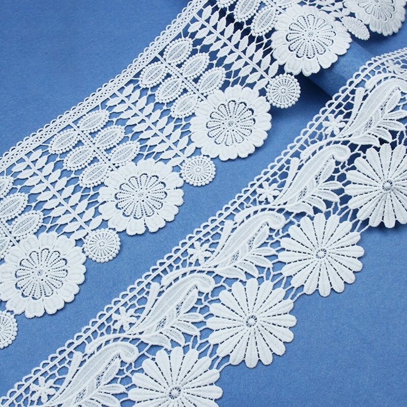 X3UE 10 yards White Lace Ribbon Woven Band Lace Wedding Supplies DIY Handmade Clothing Gift Wrapping Embroidered Type Lace