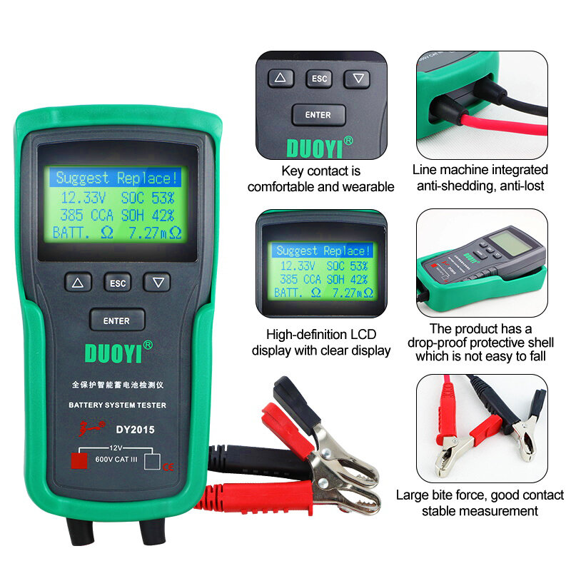 Автомобильный диагностический инструмент DUOYI DY2015, 12 В, система тестирования аккумуляторов, максимальная емкость, электронная нагрузка, акк...