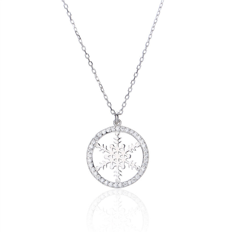 Sodrov prata esterlina colar redondo floco de neve diamante colar para mulher prata 925 jóias