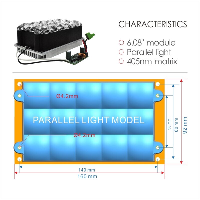 뜨거운 판매 3D 프린터 자외선 병렬 빛 405nm LED 감광성 수지 경화 구조 광학 UV 시스템 모델