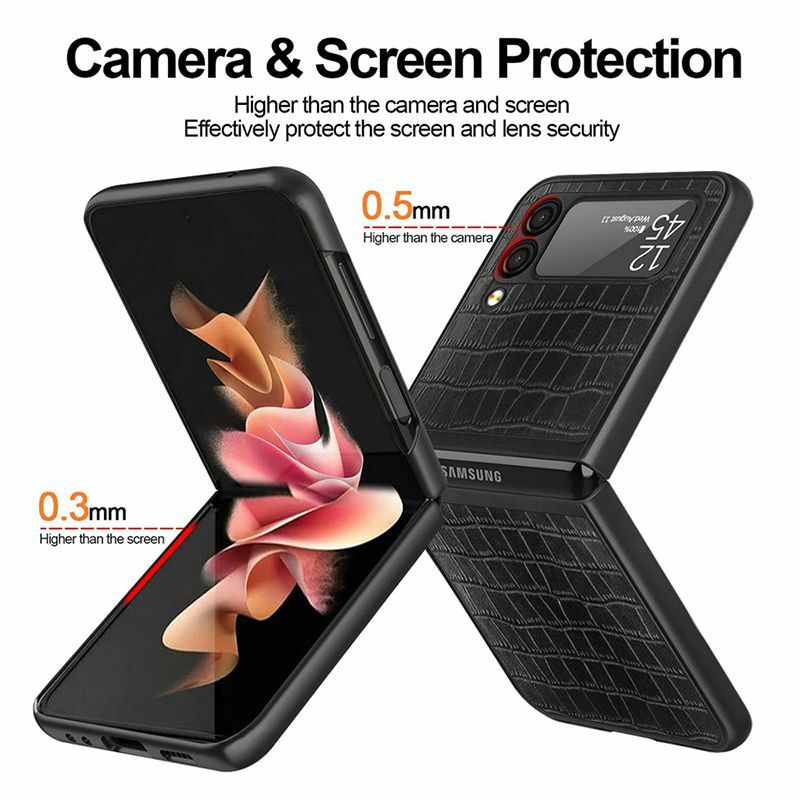 For Samsung Z Flip 3 5g Crocodile Pattern Leather Case For Galaxy Z Flip 3 Luxury Folding Hard Case Cover