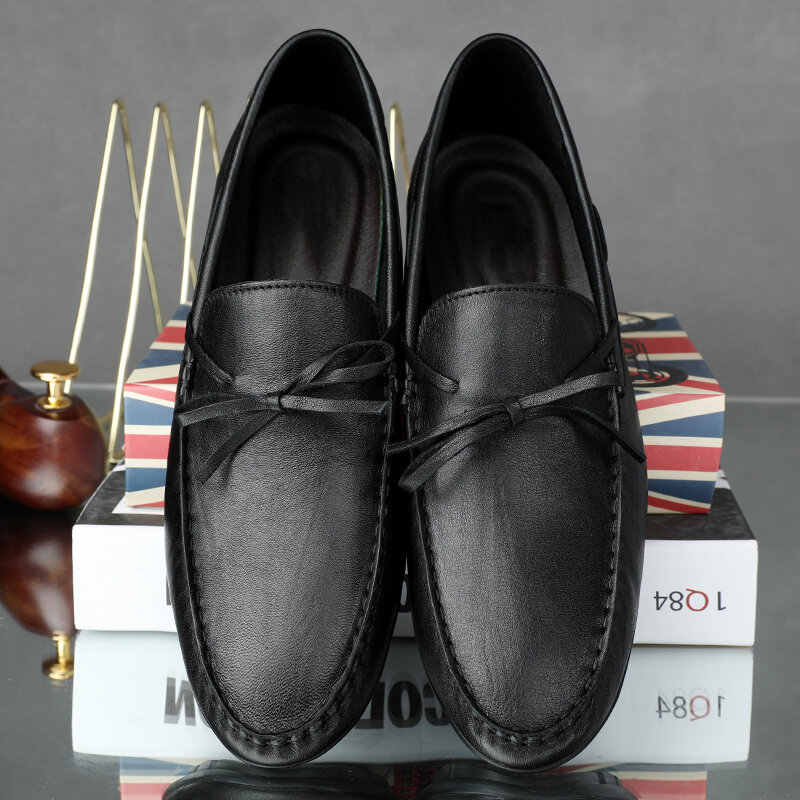 Sapatos masculinos outono 2022 nova tendência de couro britânico peas pedal sapatos casuais sapatos de couro inverno