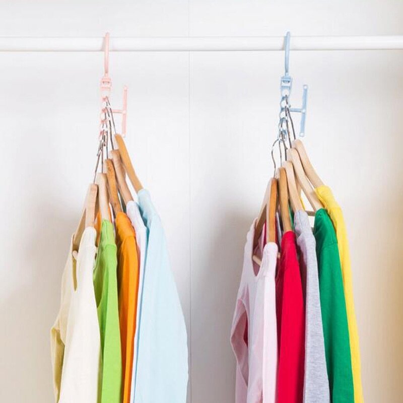 หมุนห้าหลุม Magic Hanger Handle สำหรับการเรียงลำดับและแห้ง Creative Closet Organizer พับเสื้อผ้าผ้าพันคอแห้ง rack