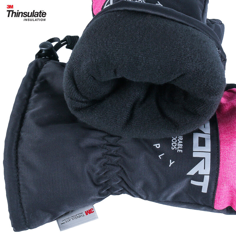 Manopla impermeable para Snowboard para hombre y mujer, guante cálido para la nieve con pantalla táctil 3M, color gris y rosa, color negro, para invierno, 2021