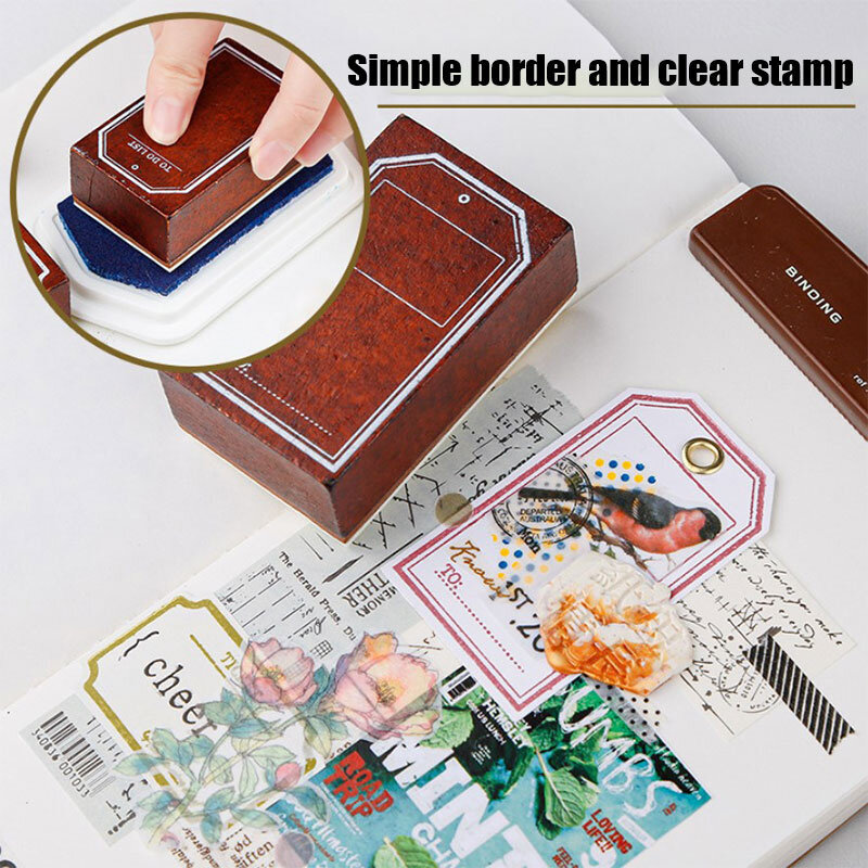 Vintage Black Frame Border Basis Label Stamp DIY Wooden Rubber Stamps For Scrapbooking Stationery Scrapbooking Standard Stamp