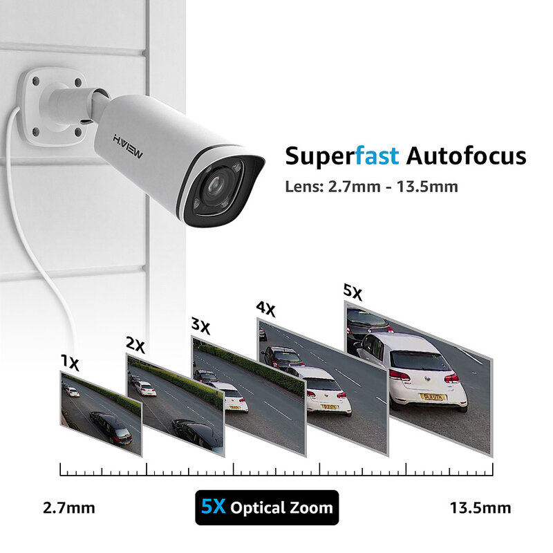 H.View-cámara Ip Poe de 8MP y 4K para exteriores, videocámara de vigilancia de seguridad CCTV impermeable con ZOOM óptico 5X, H.265, Nvr, Onvif