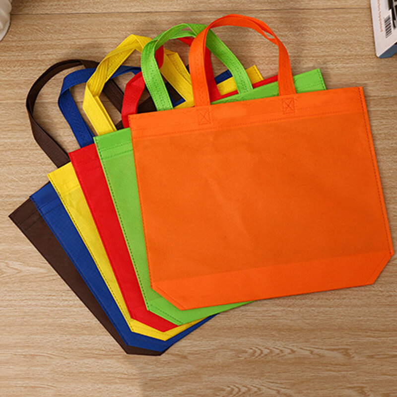 Reusable Shopping Bag Storage Eco Bag Solid Color Tote Women Takeaway Bags Non-woven Fabric Folding Bags Environmental Tote