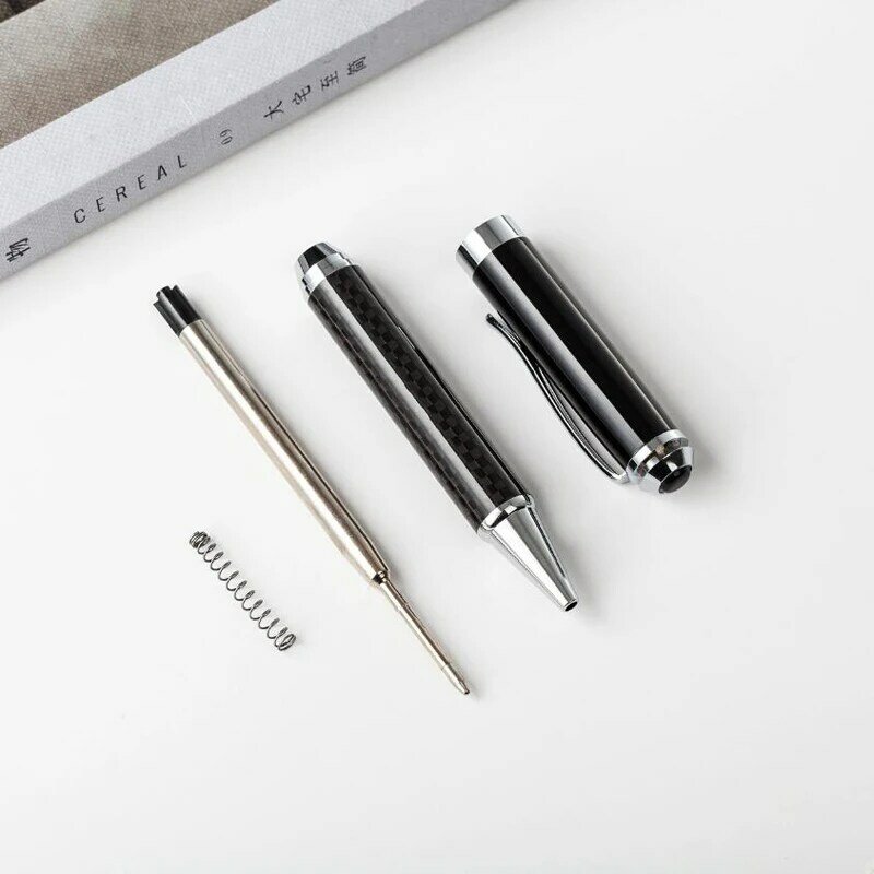 Venda quente nova chegada caneta esferográfica de metal de fibra de carbono escritório executivo de negócios homens caneta escrita comprar 2 enviar presente
