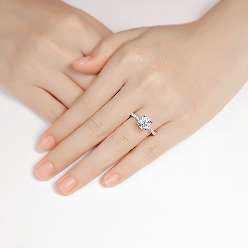 Wuziwen Solid 925เงินสเตอร์ลิง1.8Ct รอบตัด AAAAA Cubic Zircon แหวนหมั้นสำหรับงานแต่งงานของผู้หญิงเครื่องประดับ