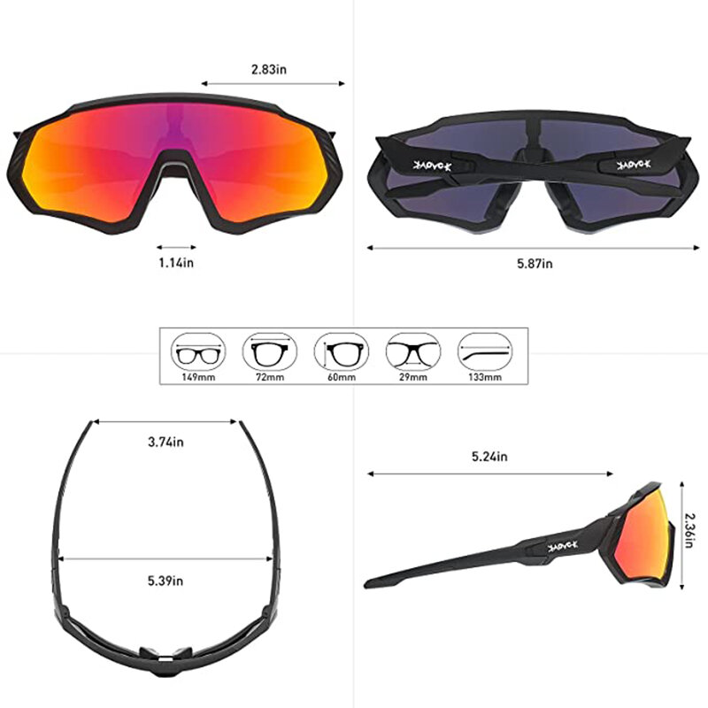 Kapvoe دراجة النظارات الشمسية عدسات قطبية الصيد نظارات الجبلية الطريق نظارات دراجة للرجال النساء الرياضة نظارات الدراجات اكسسوارات