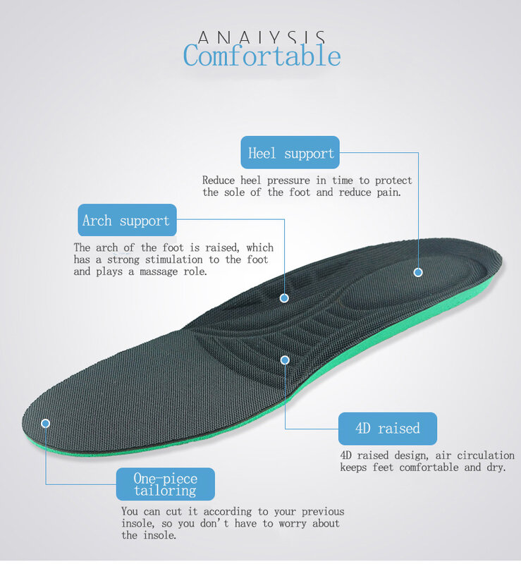 Men Deodorant Insoles Arch Support for Sports Comfortable Breathable Mesh for Men and Women Massage Soft Insoles