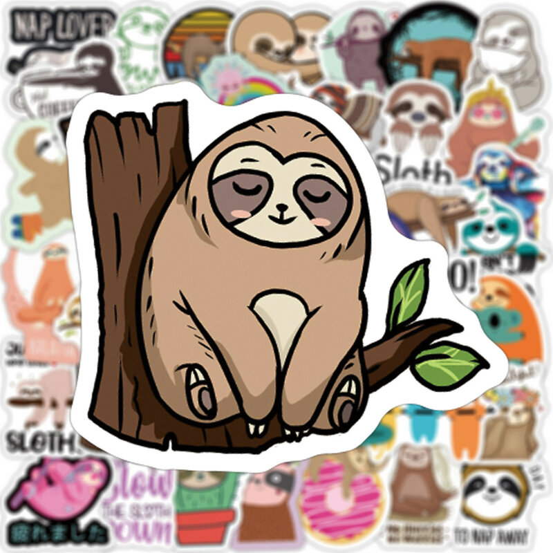 10/50/100PCS น่ารัก Sloth สติกเกอร์แพ็คสำหรับเด็กการ์ตูนสัตว์สติกเกอร์สติ๊กเกอร์กันน้ำสำหรับ DIY กีต้า...