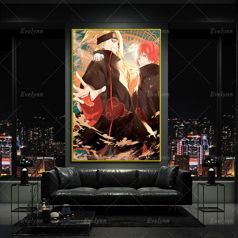 Naruto – affiche en toile avec dessin animé Sasori Deidara Akatsuki, décor de chambre à coucher, peinture murale imprimée, image d'art mural, salon moderne
