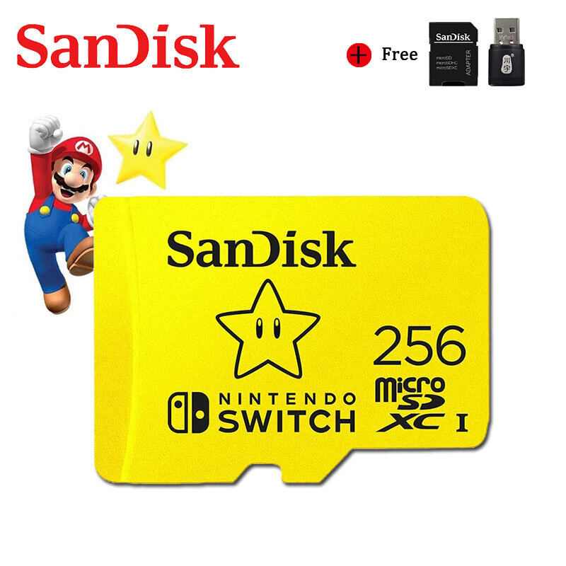 Карта памяти SanDisk 128 Гб 64 Гб 256 ГБ micro SD, новая стильная карта для Nintendo Switch microsd TF SDXC UHS-I с адаптером