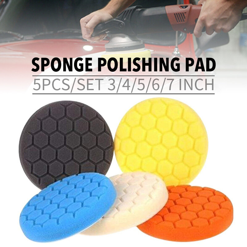 5pcs Car Beauty Waxing Polishing Tool  Waxed Polished Sponge Pad Set Polishing Pad Sponge Wheel Car Polishing Tools