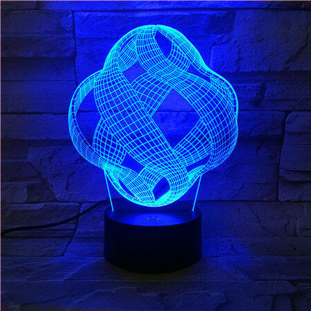 Novo estilo forma abstrata 7 colorido pequena noite lâmpada led visual 3d toque acrílico casa decorações luz 524