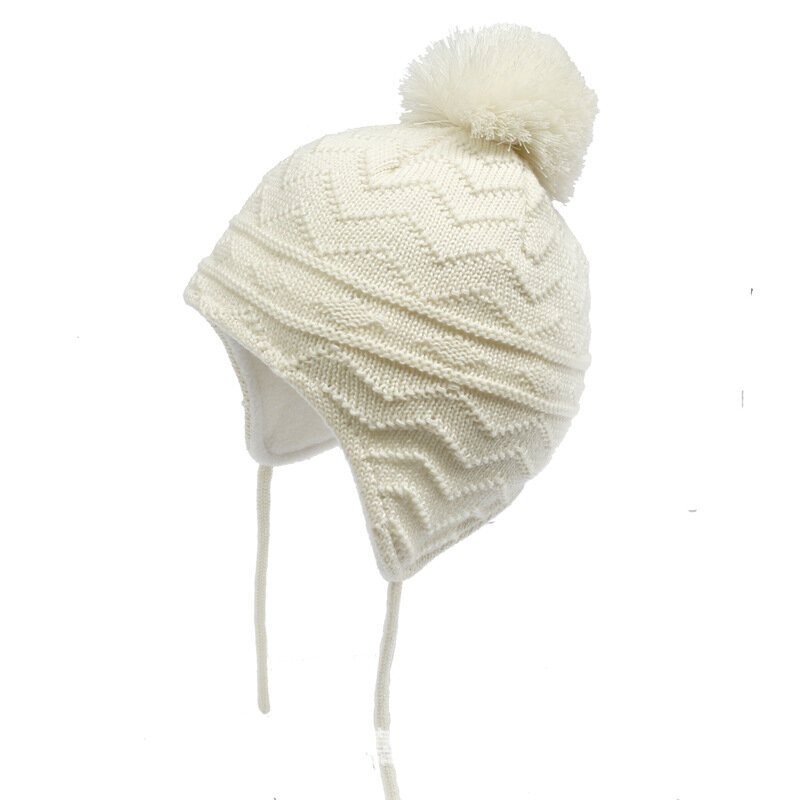 冬の子供の少年少女の綿ニット耳保護キャップ暖かい厚手ベビー帽子子供のアクセサリー