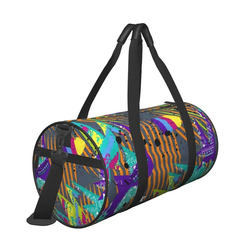 Bolsa de viaje de gran capacidad para equipaje, bolso de hombro con figuras geométricas de puntos y rayas, de ocio, para fin de semana