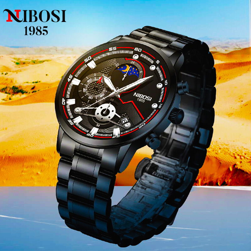 NIBOSI 2021ใหม่หรูหราแฟชั่นนาฬิกาข้อมือส่องสว่างนาฬิกากันน้ำกีฬานาฬิกาผู้ชายนาฬิกาควอตซ์