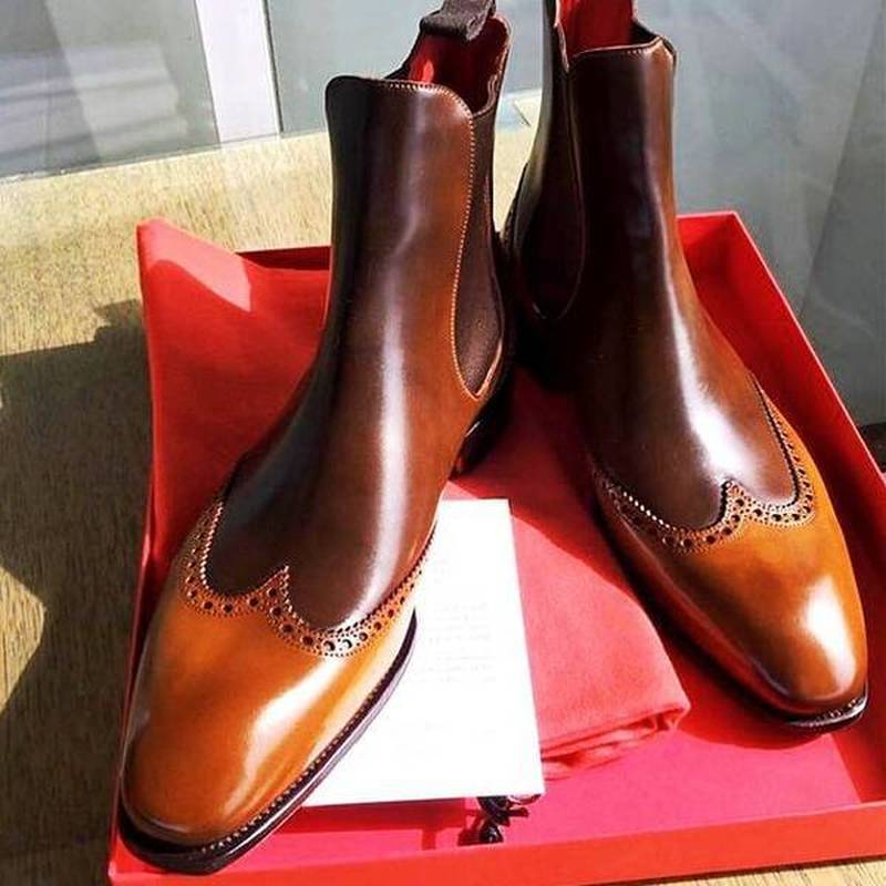 موضة أحذية مريحة بو الجلود الكاحل حذاء رجالي مختلط الألوان تشيلسي الأحذية أحذية الرجال اللباس الصلبة KZ418