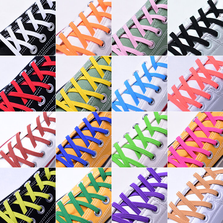 Cordones elásticos de Color arcoíris para zapatillas de deporte, cordones de zapatos para niños y adultos, cordón plano de estiramiento rápido