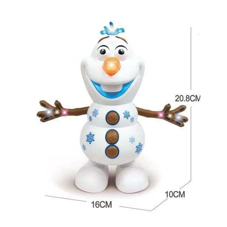 Disney Dancing Snowman Music Olaf Robot z latarką Led elektryczny Model postaci figurka animatroniki dla dzieci