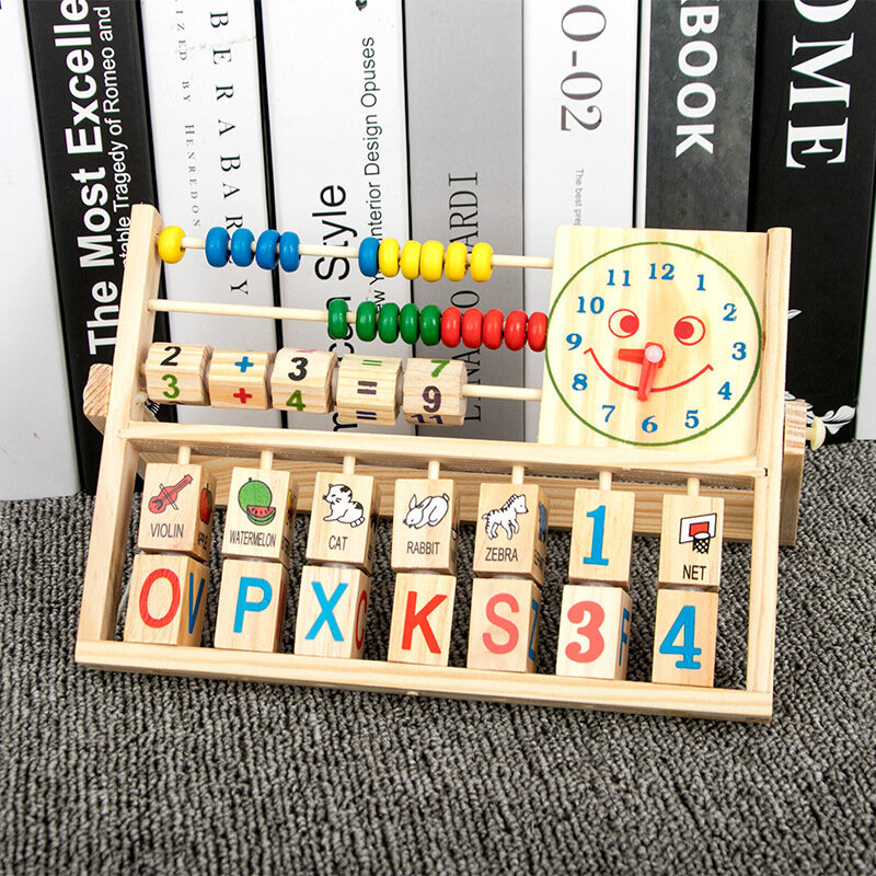 Wooden Multifunctional Educational Learning Frame Children's Alphanumeric Animal Cognition Flip Board Early Education Wooden Toy