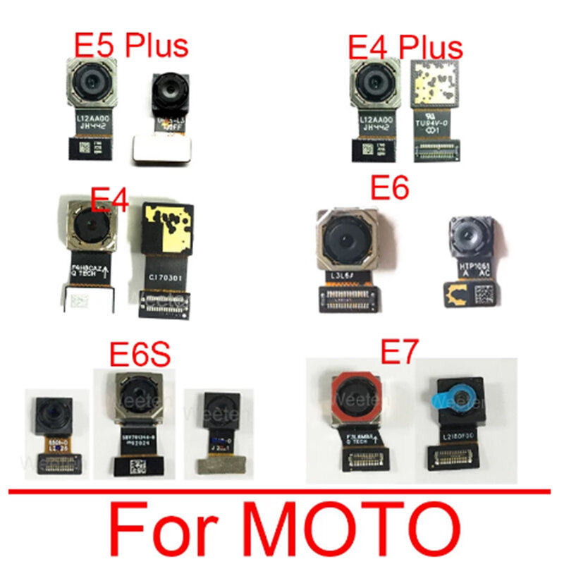 Fotocamera posteriore posteriore grande principale per Motorola Moto E2020 E3 E4 Plus E4T cavo flessibile piccolo frontale