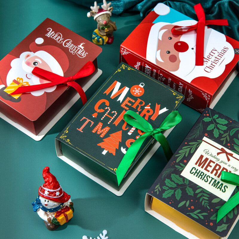 10Pcs Kerst Geschenkdoos Kerstman Candy Papier Taartdoos Kerstman Geschenkdoos Xmas Ornamenten Cookies Chocolade geschenkdoos